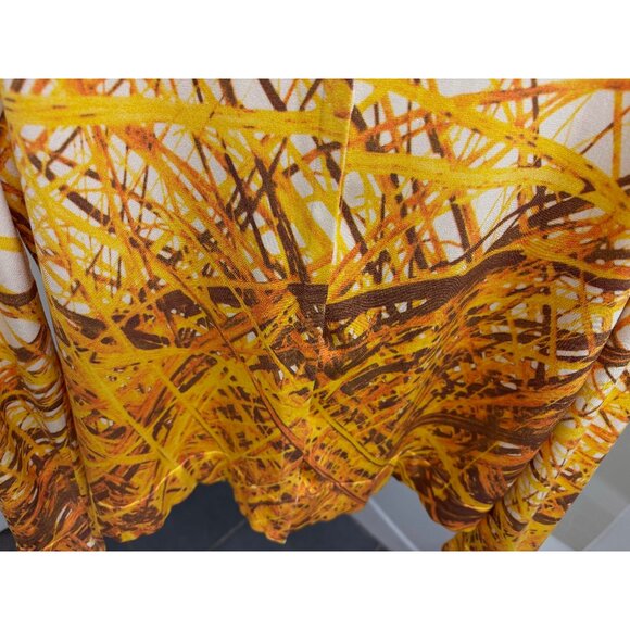 Akris Grass Print Silk Cardigan Sweater Yellow Straw Hay Stripe Button Down 10 - Picture 8 of 16